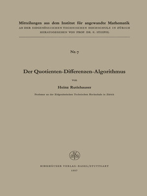 cover image of Der Quotienten-Differenzen-Algorithmus